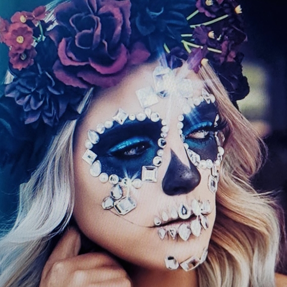 🆕️  Day of the Dead Face Jewels With Headband - Picture 9 of 10